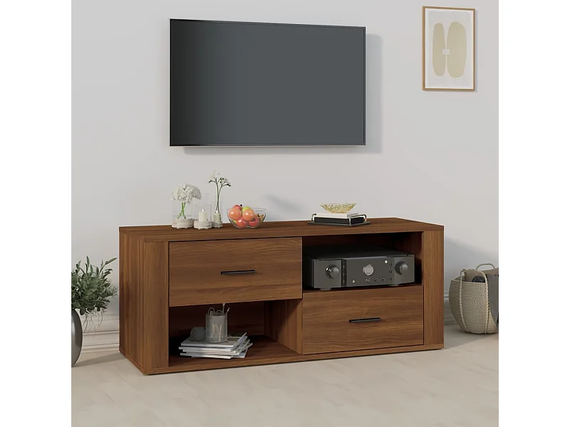 TV-Schrank,TV-Möbel Braun Eichen-Optik 100x35x40 cm Holzwerkstoff -gkd53636