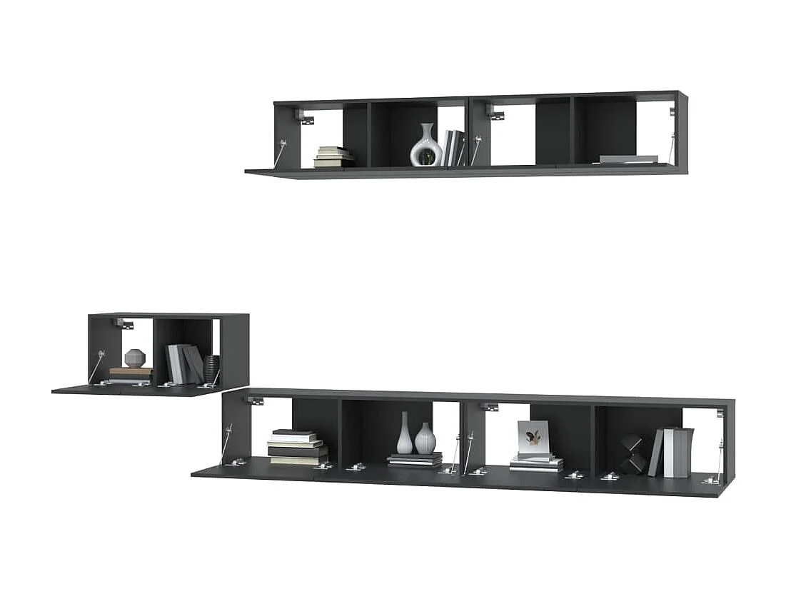 5-tlg. TV-Schrank-Set,TV-Möbel Schwarz Holzwerkstoff -gkd779218