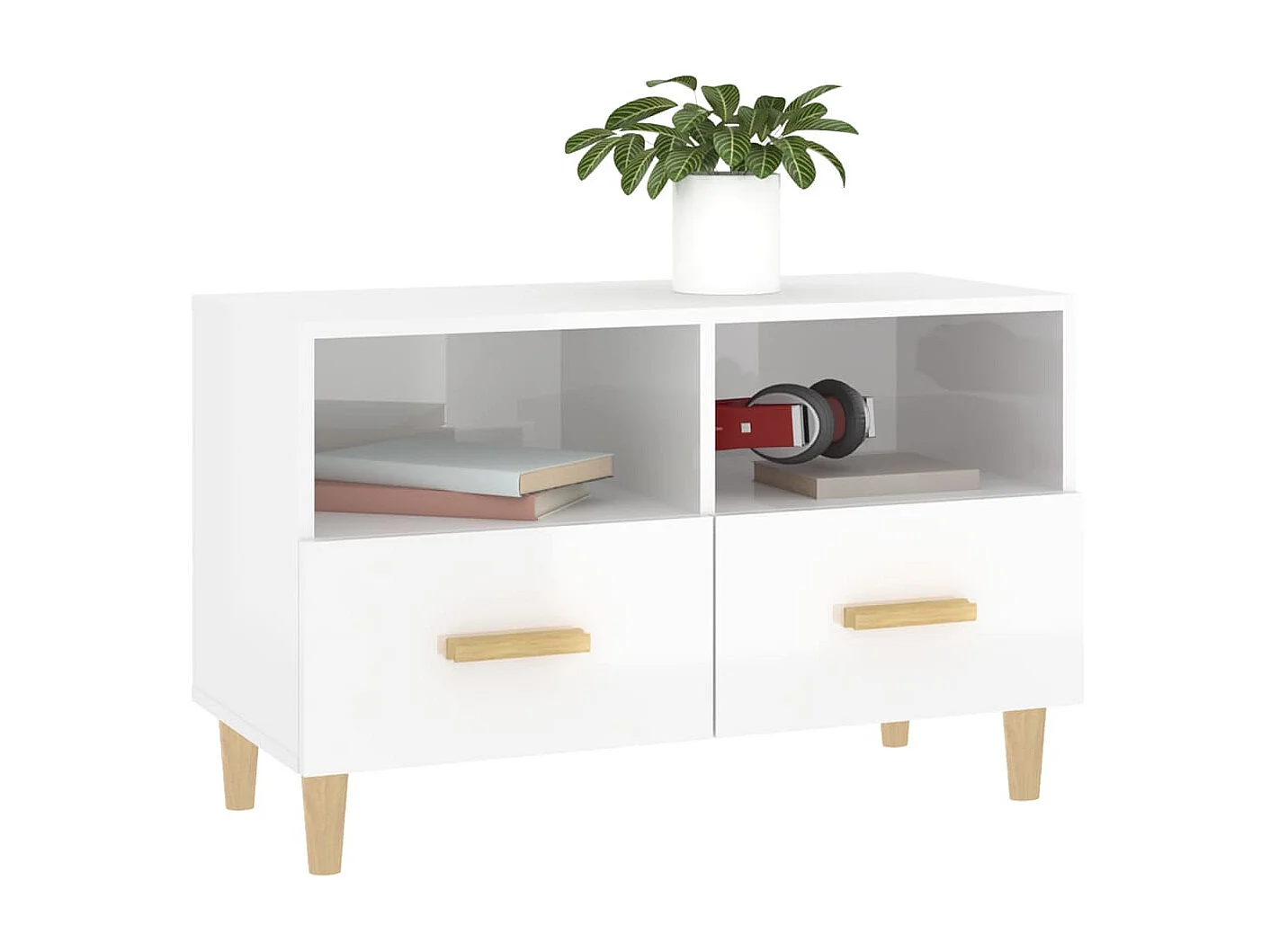 TV-Schrank,TV-Möbel Hochglanz-Weiß 80x36x50 cm Holzwerkstoff -gkd737421