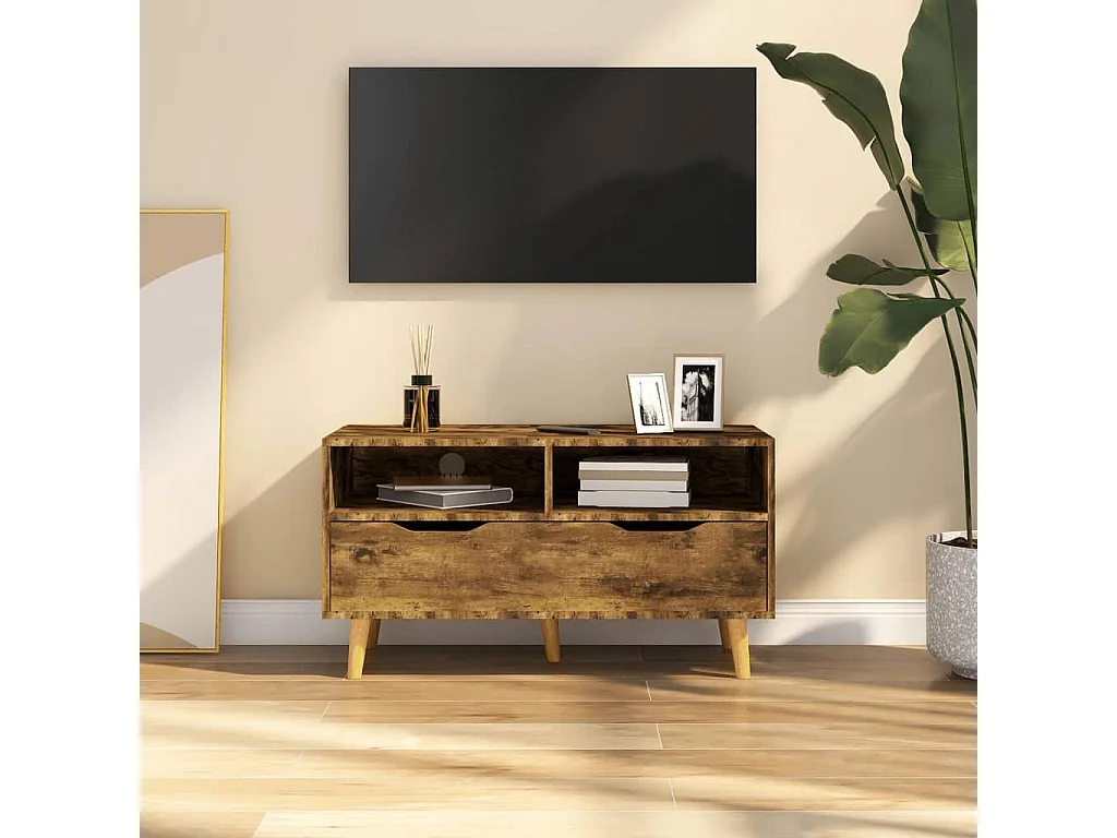 TV-Schrank,TV-Möbel Räuchereiche 90x40x48,5 cm Holzwerkstoff -gkd918109