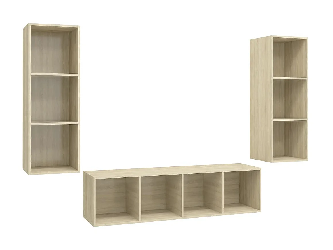 3 pcs conjunto móveis de TV derivados madeira carvalho sonoma PT440827