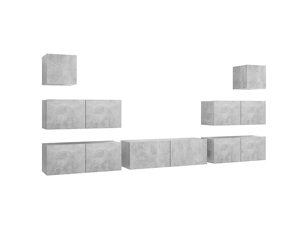 7 pcs conjunto móveis TV derivados de madeira cinzento cimento PT808952