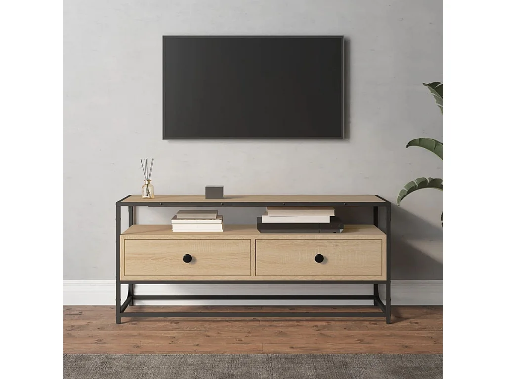 Meuble TV chêne sonoma 100x35x45 cm bois d'ingénierie BE96943