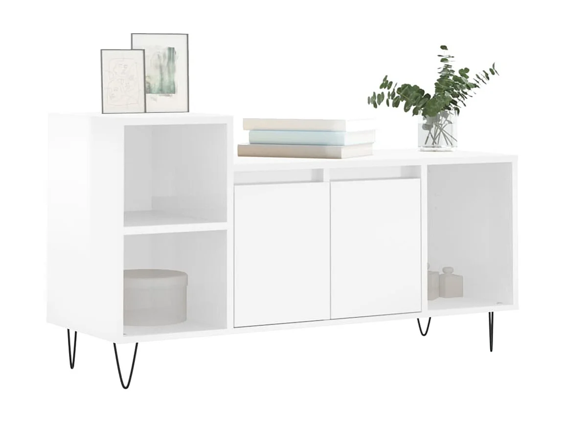 TV-Schrank,TV-Möbel Hochglanz-Weiß 100x35x55 cm Holzwerkstoff -gkd556904