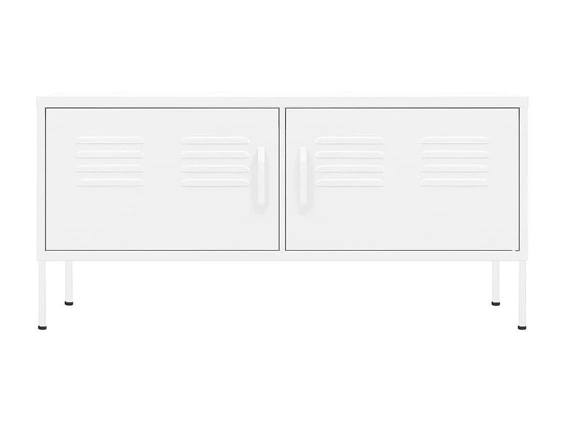 Meuble TV Blanc 105x35x50 cm Acier BE62428