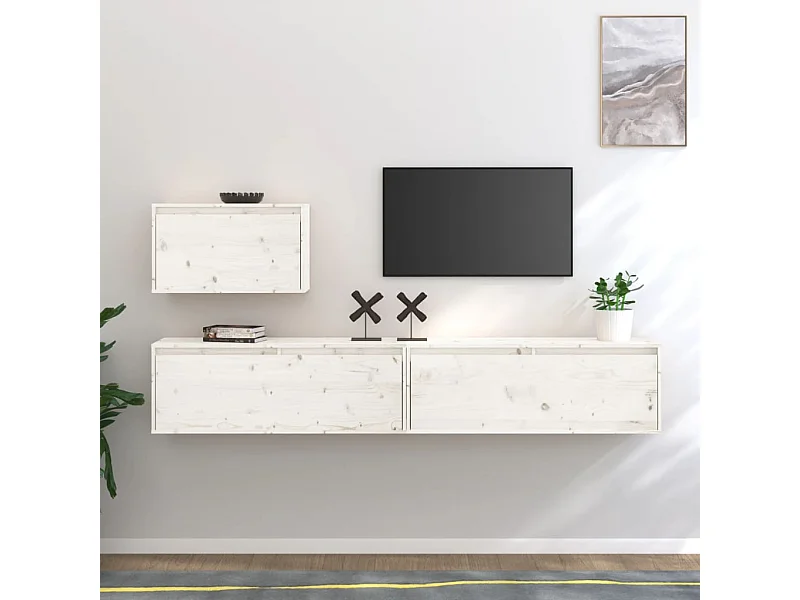Móveis de TV 3 pcs madeira de pinho maciça branco PT325322