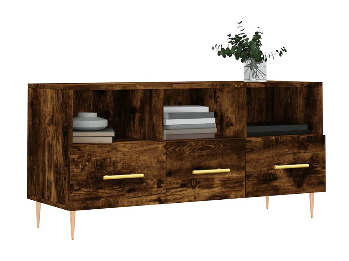 Meuble TV chêne fumé 102x36x50 cm bois d'ingénierie BE42062