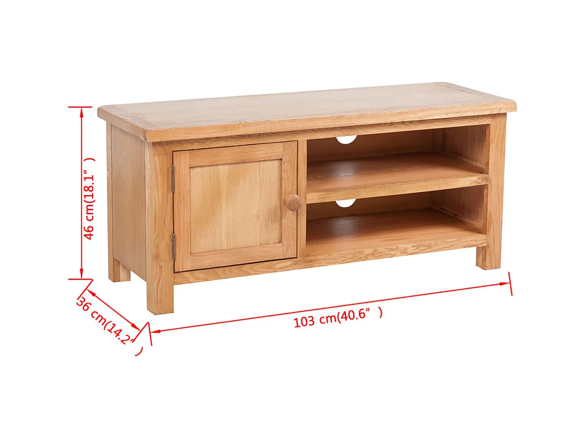 Meuble TV 103 x 36 x 46 cm Bois de chêne solide BE49598