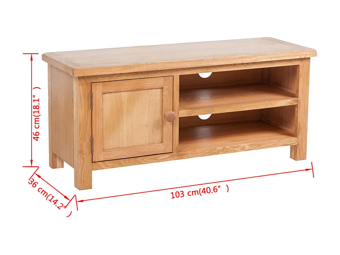 Mueble para el televisor madera maciza roble 103x36x46 cm ES70626