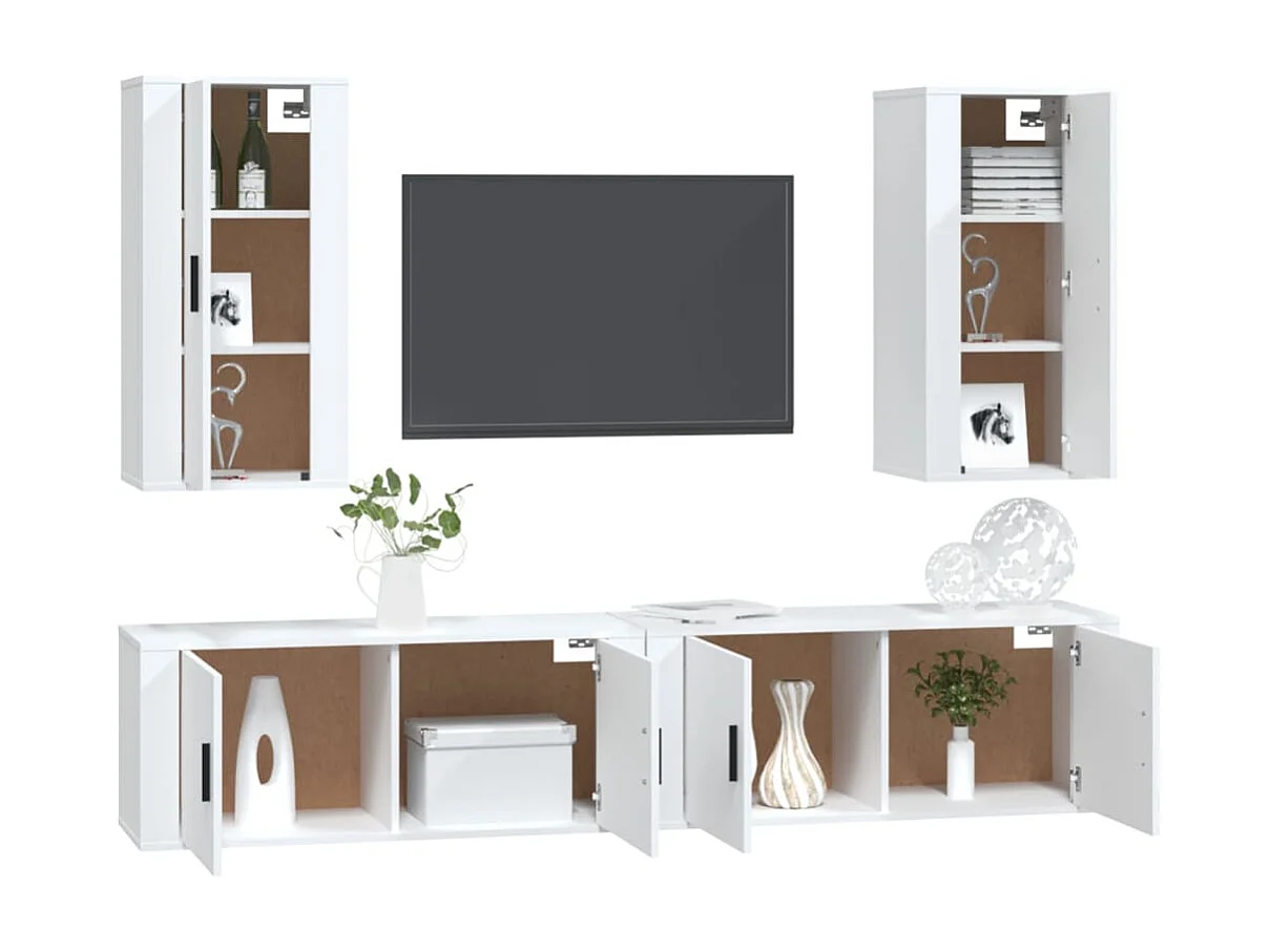 Meubles TV 4 pcs Blanc Bois d'ingénierie BE13876