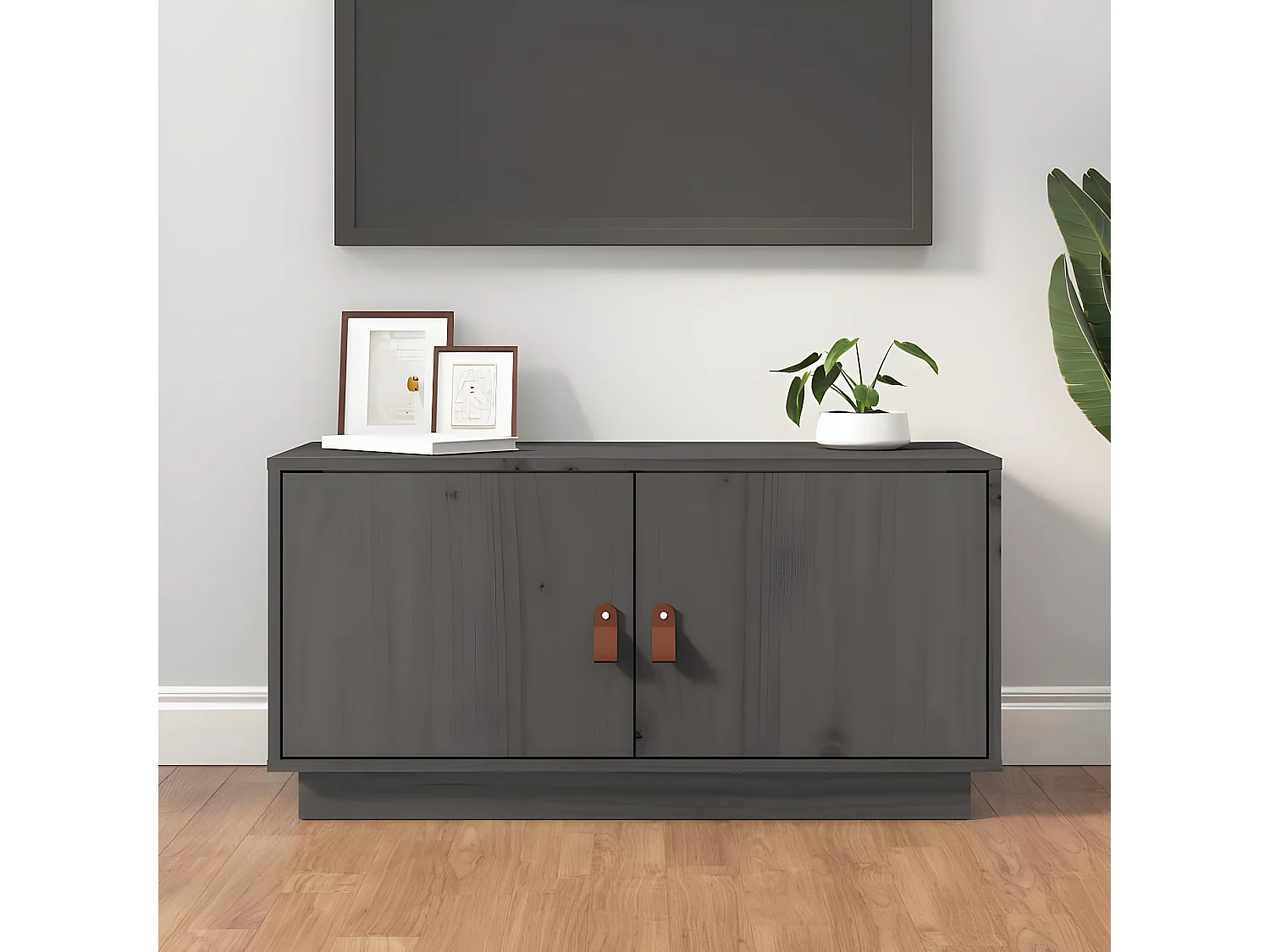 Meuble TV Gris 80x34x40 cm Bois de pin massif BE49822