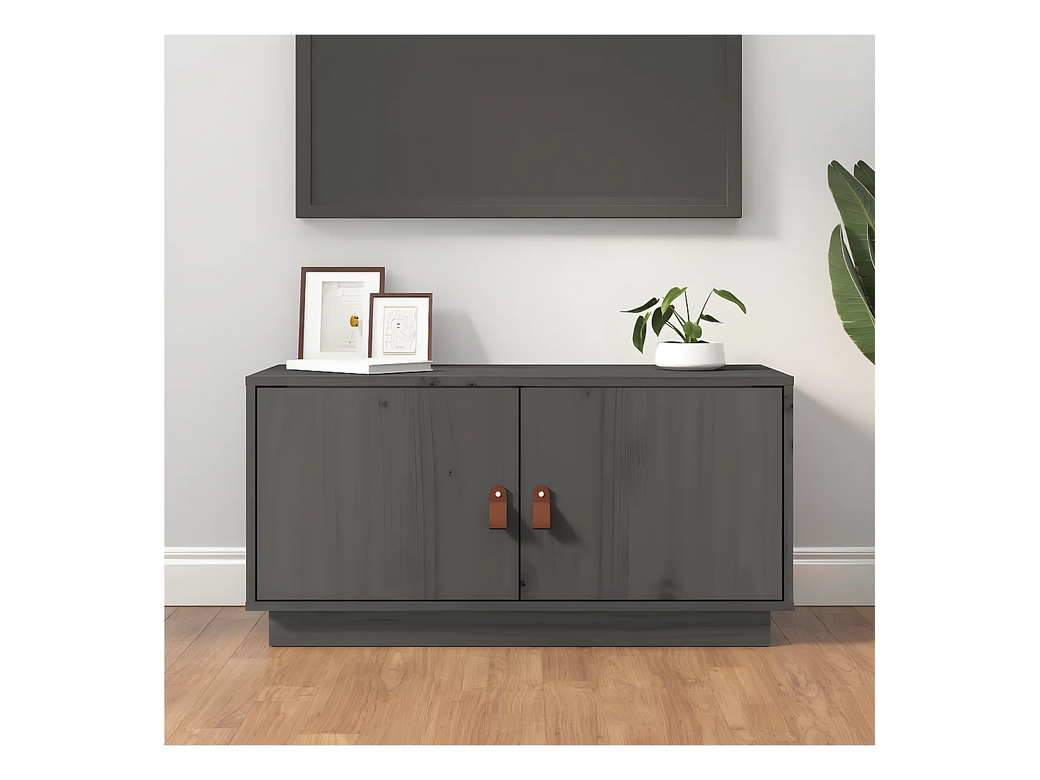Meuble TV Gris 80x34x40 cm Bois de pin massif BE49822