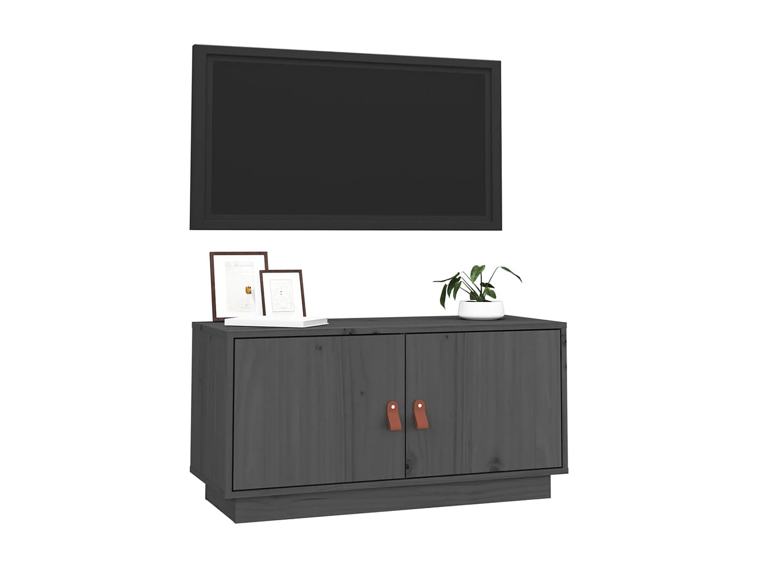 TV-Schrank,TV-Möbel Grau 80x34x40 cm Massivholz Kiefer -gkd889070
