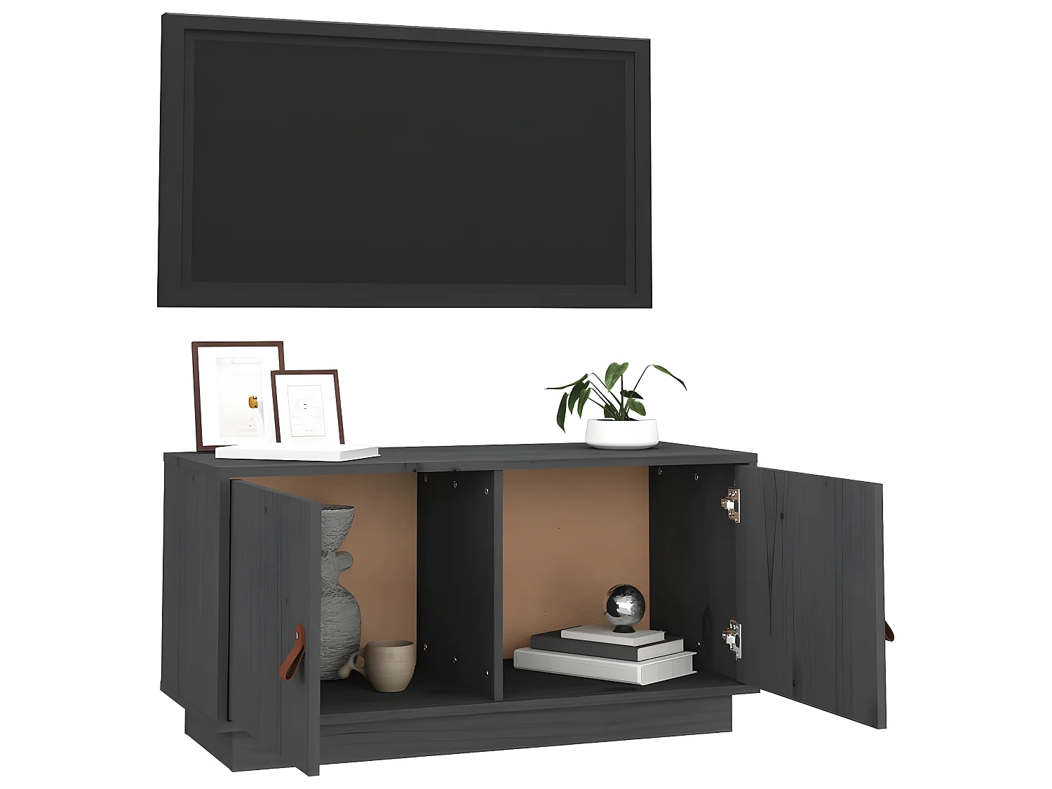 TV-Schrank,TV-Möbel Grau 80x34x40 cm Massivholz Kiefer -gkd889070