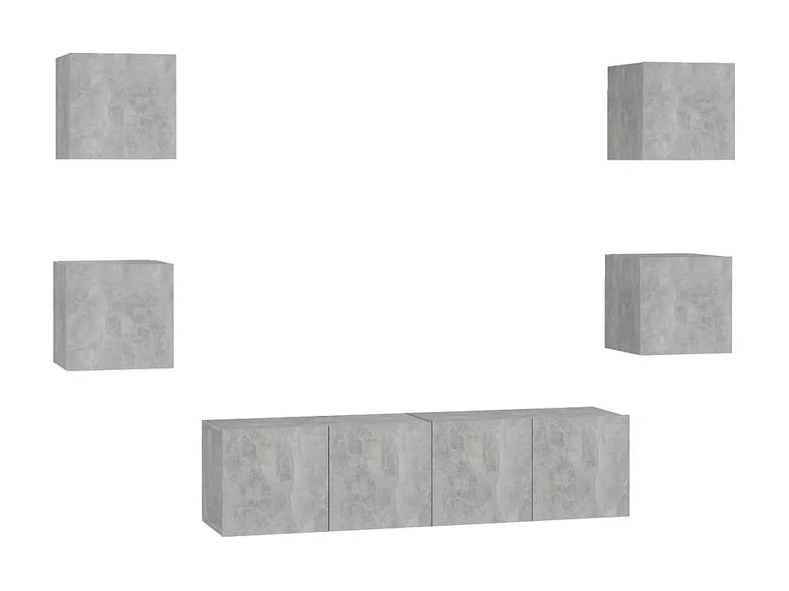 Meubles TV 6 pcs BEis béton Aggloméré BE32292