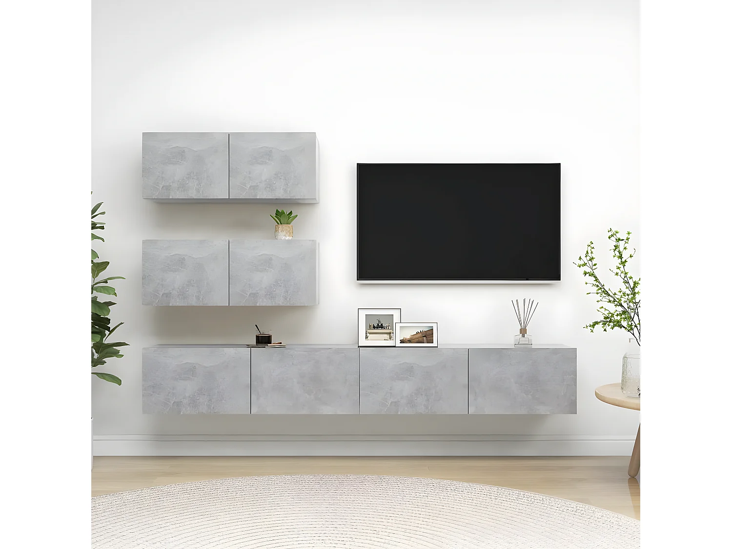 Set Muebles para TV TV 4 pzas madera ingeniería gris hormigón ES19312