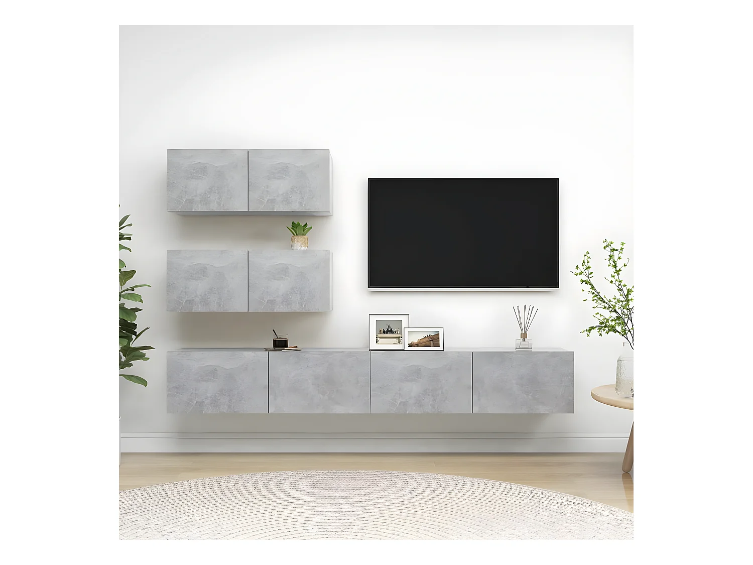 Meubles TV 4 pcs BEis béton Aggloméré BE79819