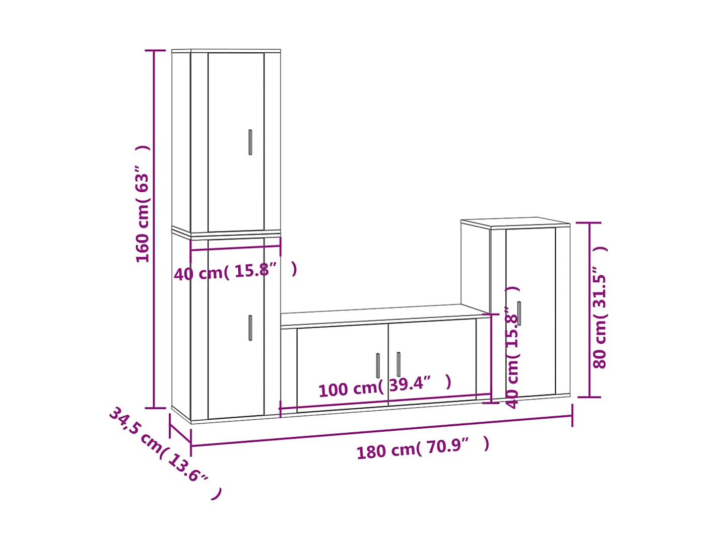 Meubles TV 4 pcs Blanc Bois d'ingénierie BE99913