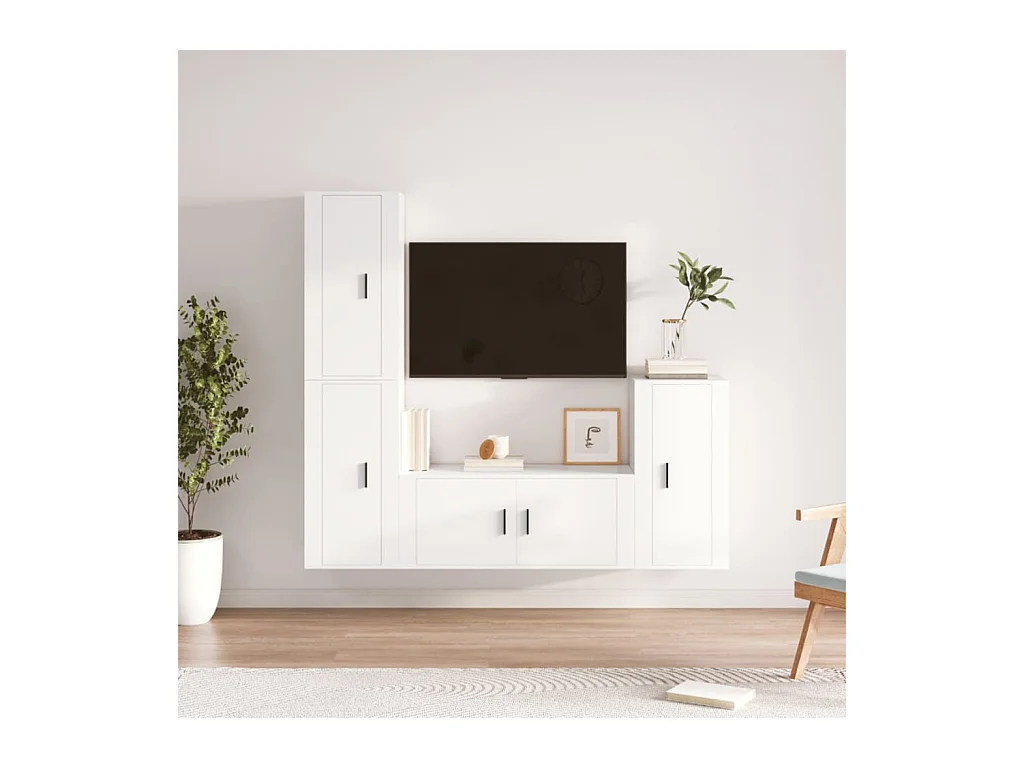 Meubles TV 4 pcs Blanc Bois d'ingénierie BE99913