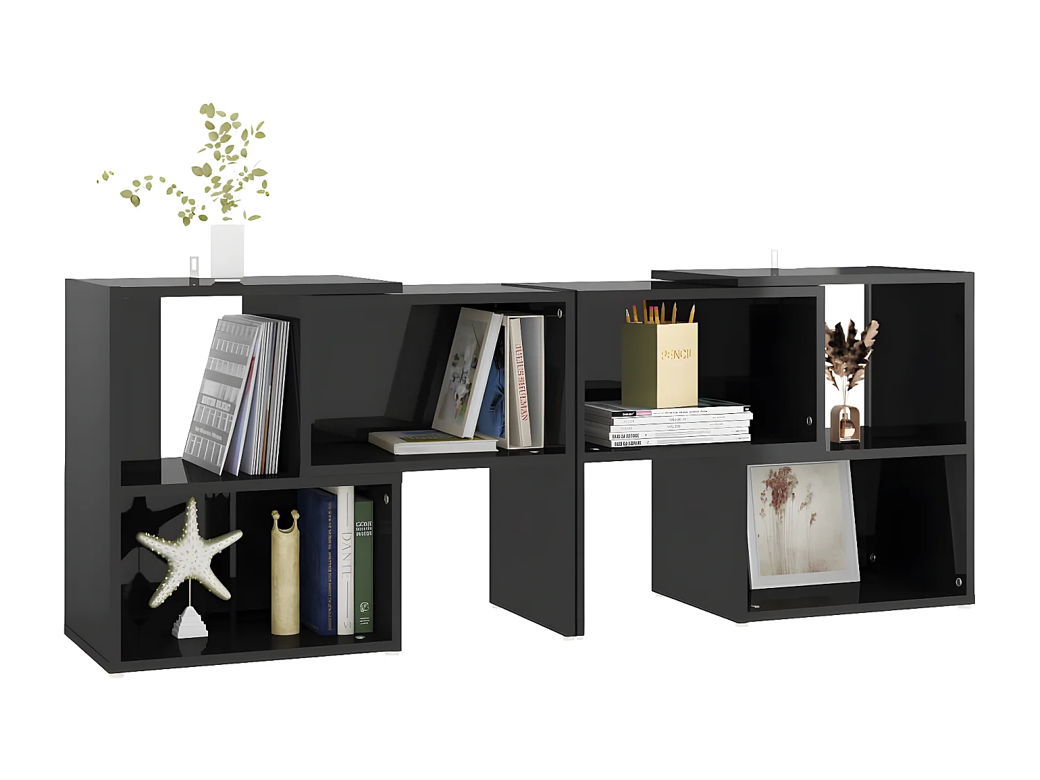 Meuble TV Noir brillant 104x30x52 cm Aggloméré BE17634