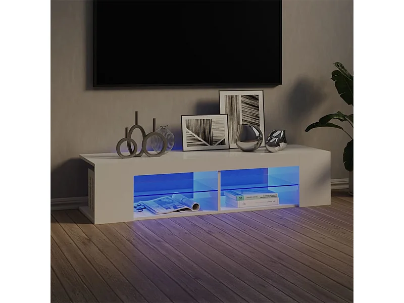 TV-Schrank,TV-Möbel mit LED-Leuchten Hochglanz-Weiß 135x39x30 cm -gkd253745