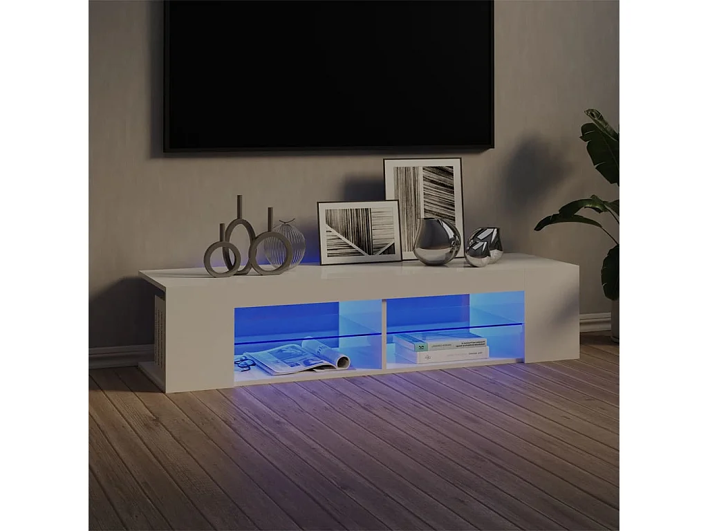 TV-Schrank,TV-Möbel mit LED-Leuchten Hochglanz-Weiß 135x39x30 cm -gkd253745