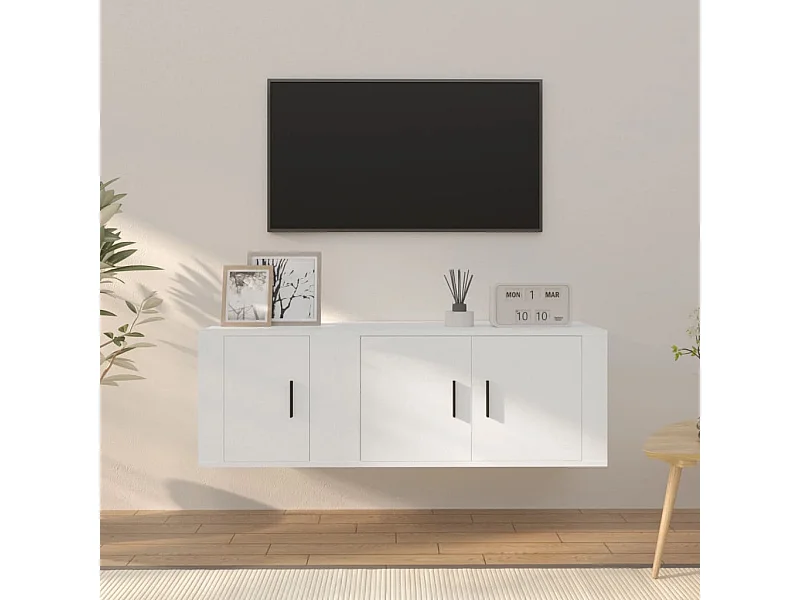 2-tlg. TV-Schrank-Set,TV-Möbel Weiß Holzwerkstoff -gkd454984