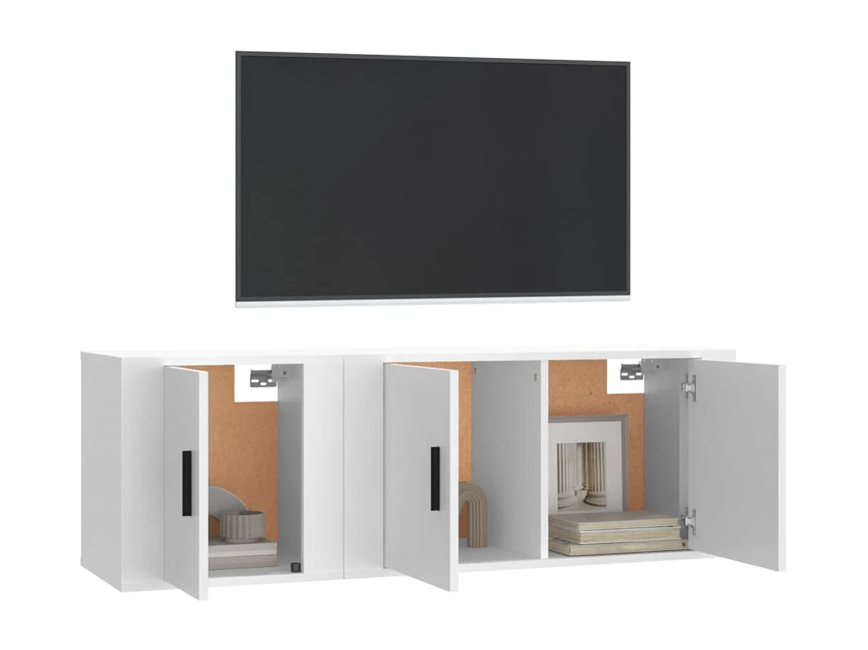 Meubles TV 2 pcs Blanc Bois d'ingénierie BE26348