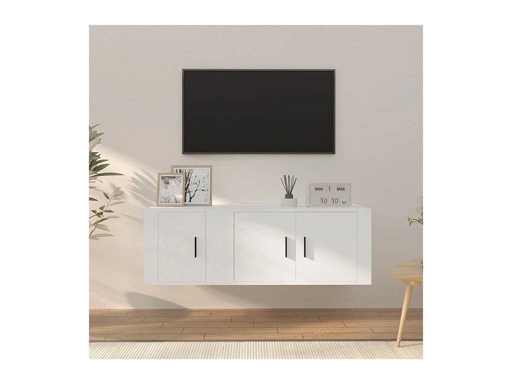 Meubles TV 2 pcs Blanc Bois d'ingénierie BE26348
