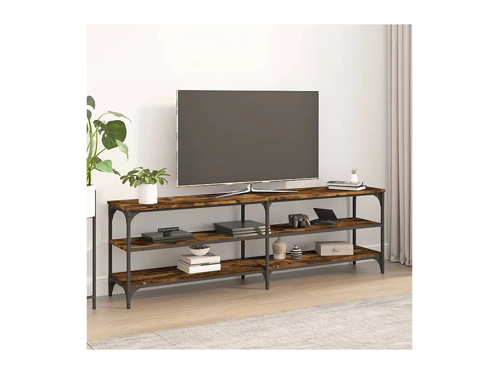 Meuble TV chêne fumé 160x30x50 cm bois d'ingénierie BE94900