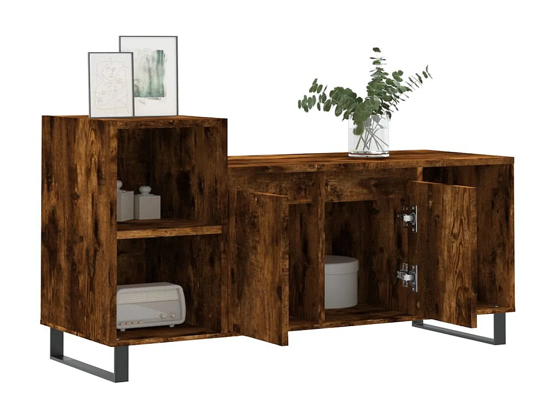 Meuble TV Chêne fumé 100x35x55 cm Bois d'ingénierie BE76504