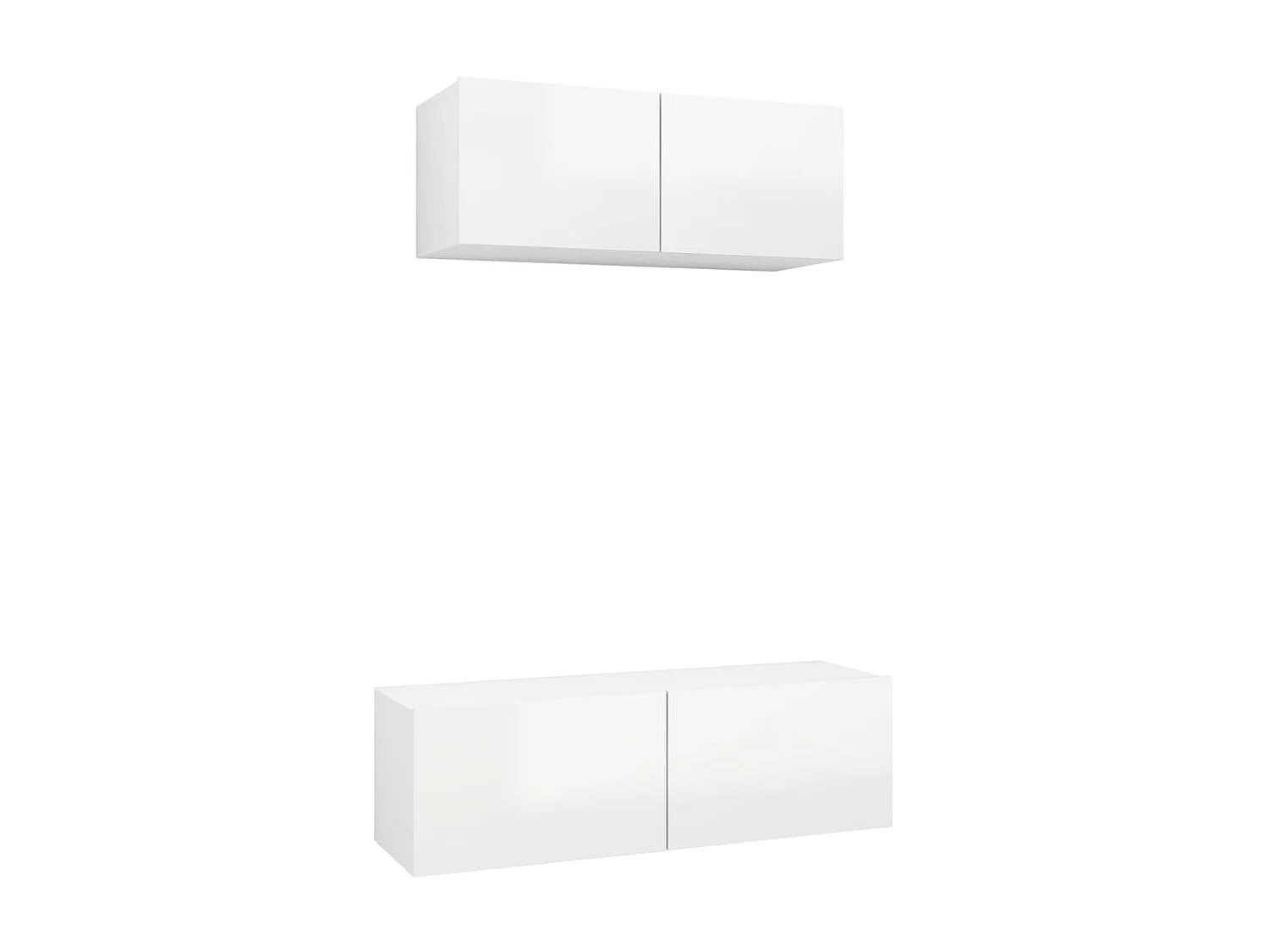 Meubles TV 2 pcs Blanc brillant Aggloméré BE88541