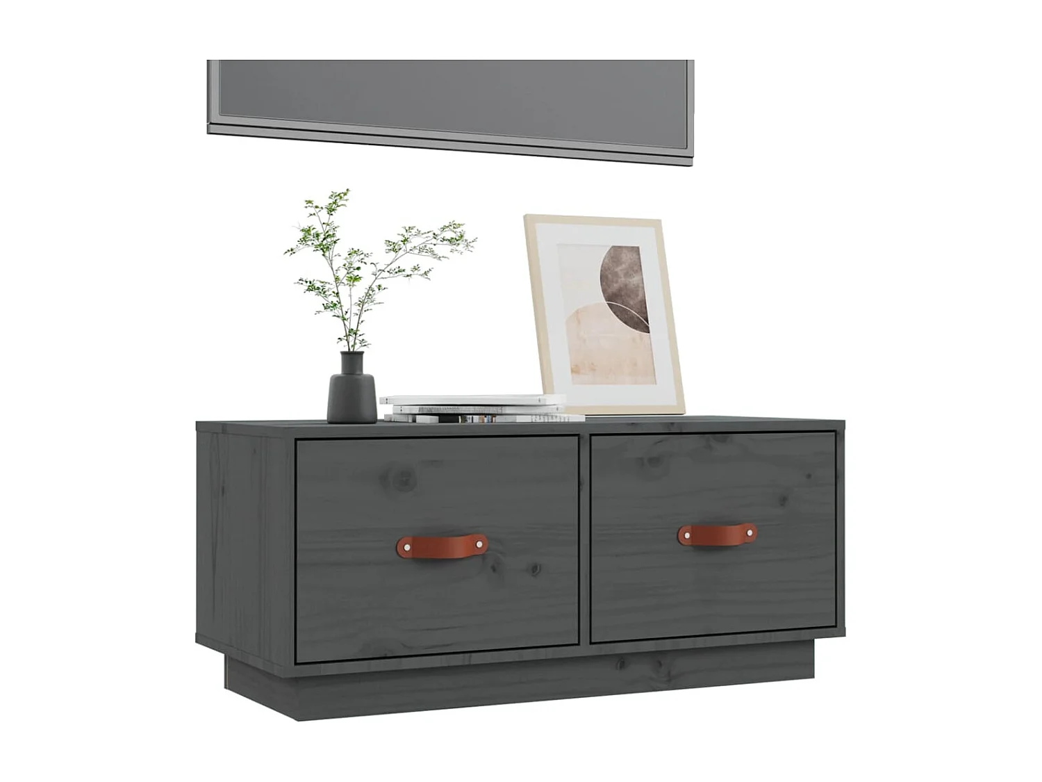 Meuble TV Gris 80x34x35 cm Bois de pin massif BE72021