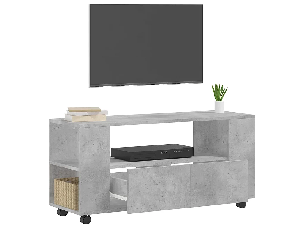 Mueble de TV madera de ingeniería gris hormigón 102x34,5x43 cm ES45193