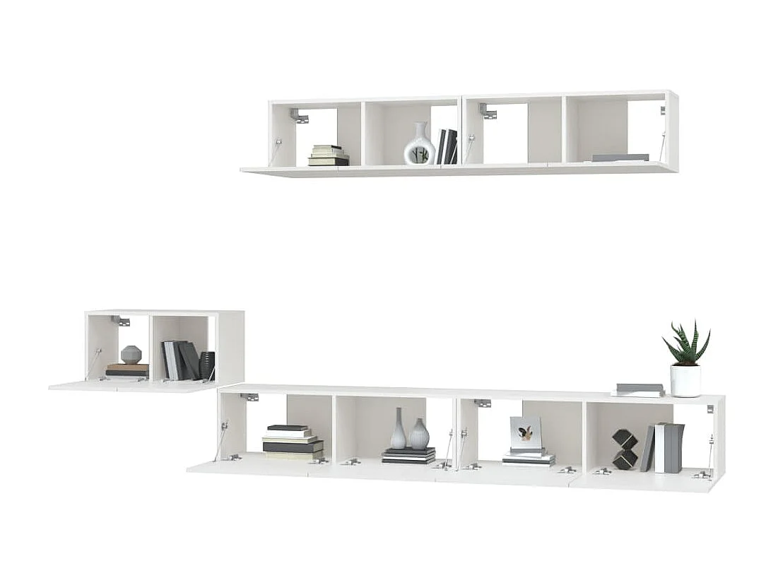 5-tlg. TV-Schrank-Set,TV-Möbel Weiß Holzwerkstoff -gkd480201