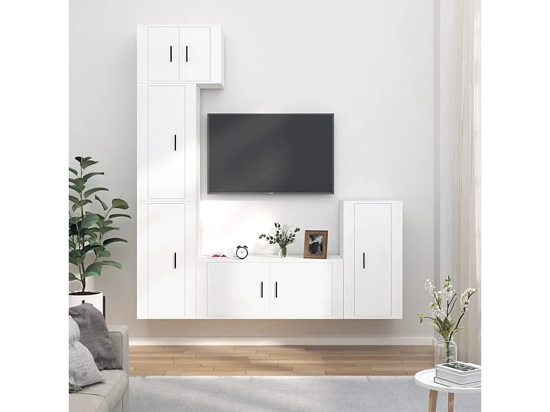 5-tlg. TV-Schrank-Set,TV-Möbel Weiß Holzwerkstoff -gkd175650