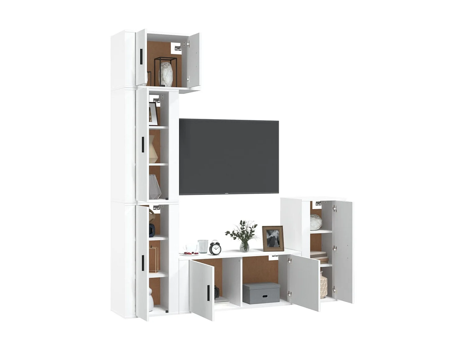 Meubles TV 5 pcs Blanc Bois d'ingénierie BE54218