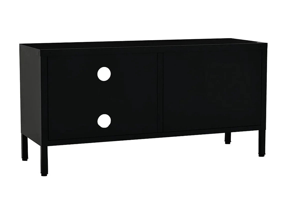 Meuble TV Noir 90x30x44 cm Acier et verre BE16845