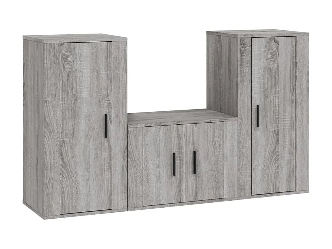 Set de muebles para TV 3 pzas madera contrachapada gris Sonoma ES69212