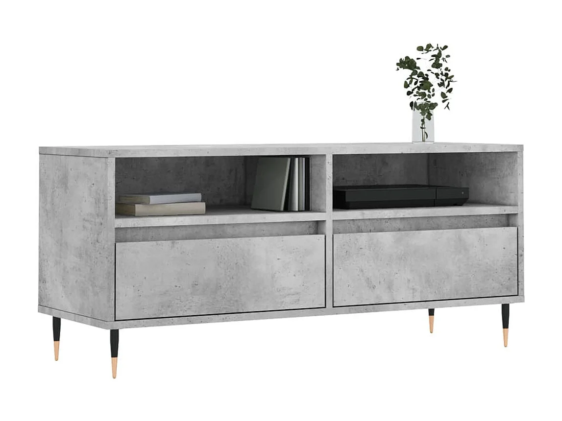 Meuble TV BEis béton 100x34,5x44,5 cm bois d'ingénierie BE63528