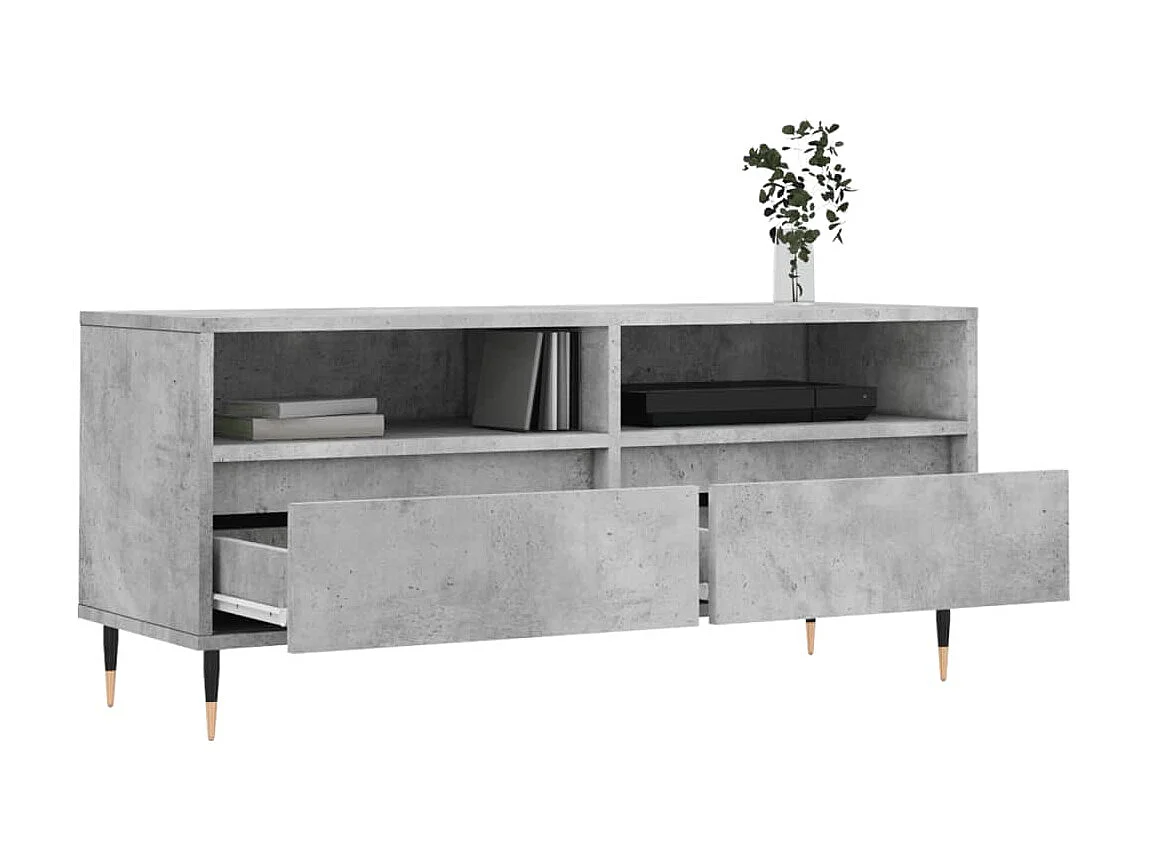 Meuble TV BEis béton 100x34,5x44,5 cm bois d'ingénierie BE63528