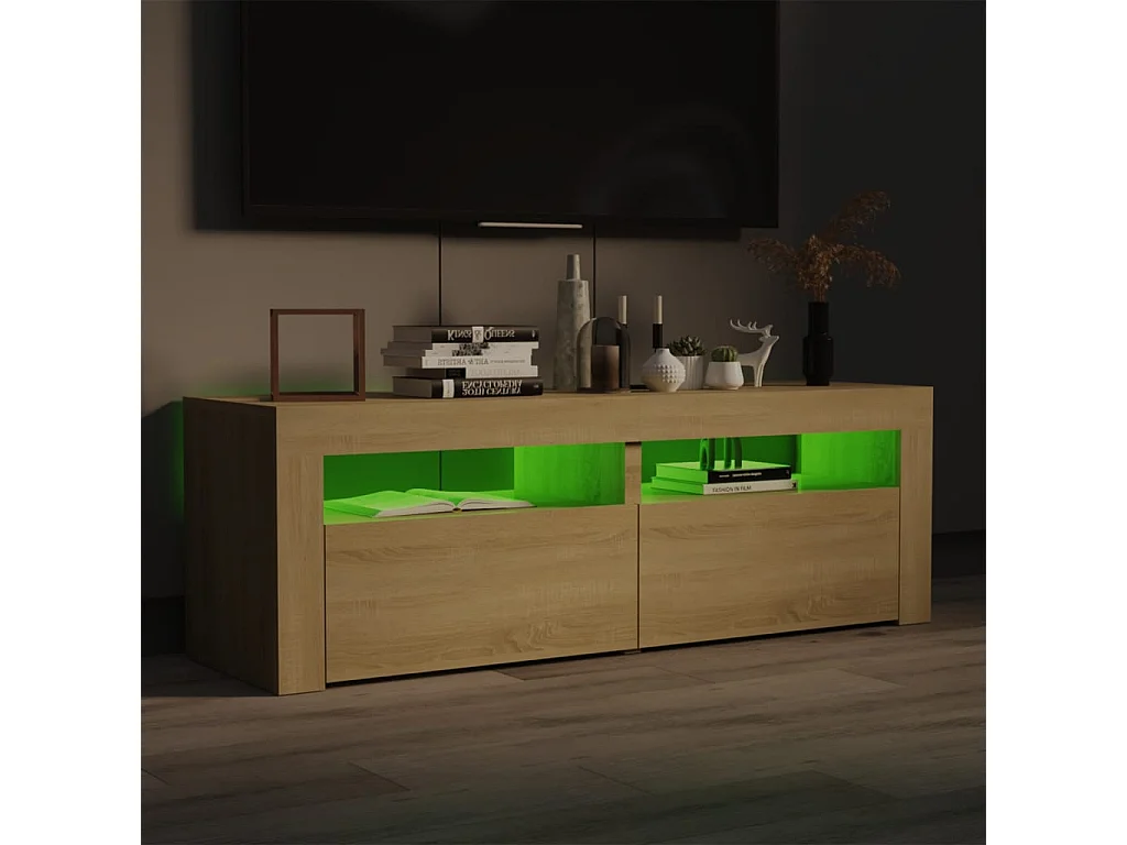 Meuble TV avec lumières LED chêne sonoma 120x35x40 cm BE86718