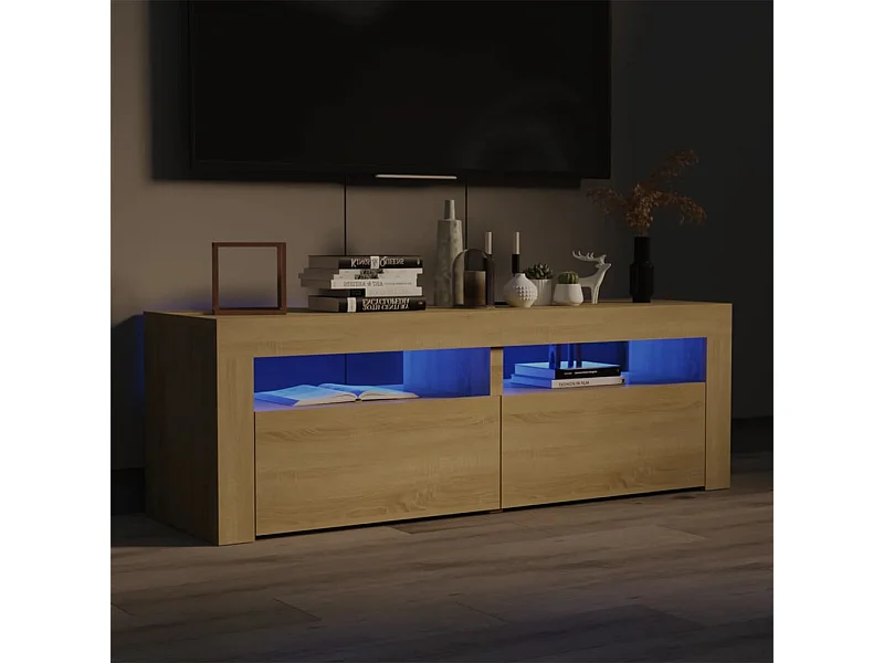 Meuble TV avec lumières LED chêne sonoma 120x35x40 cm BE86718
