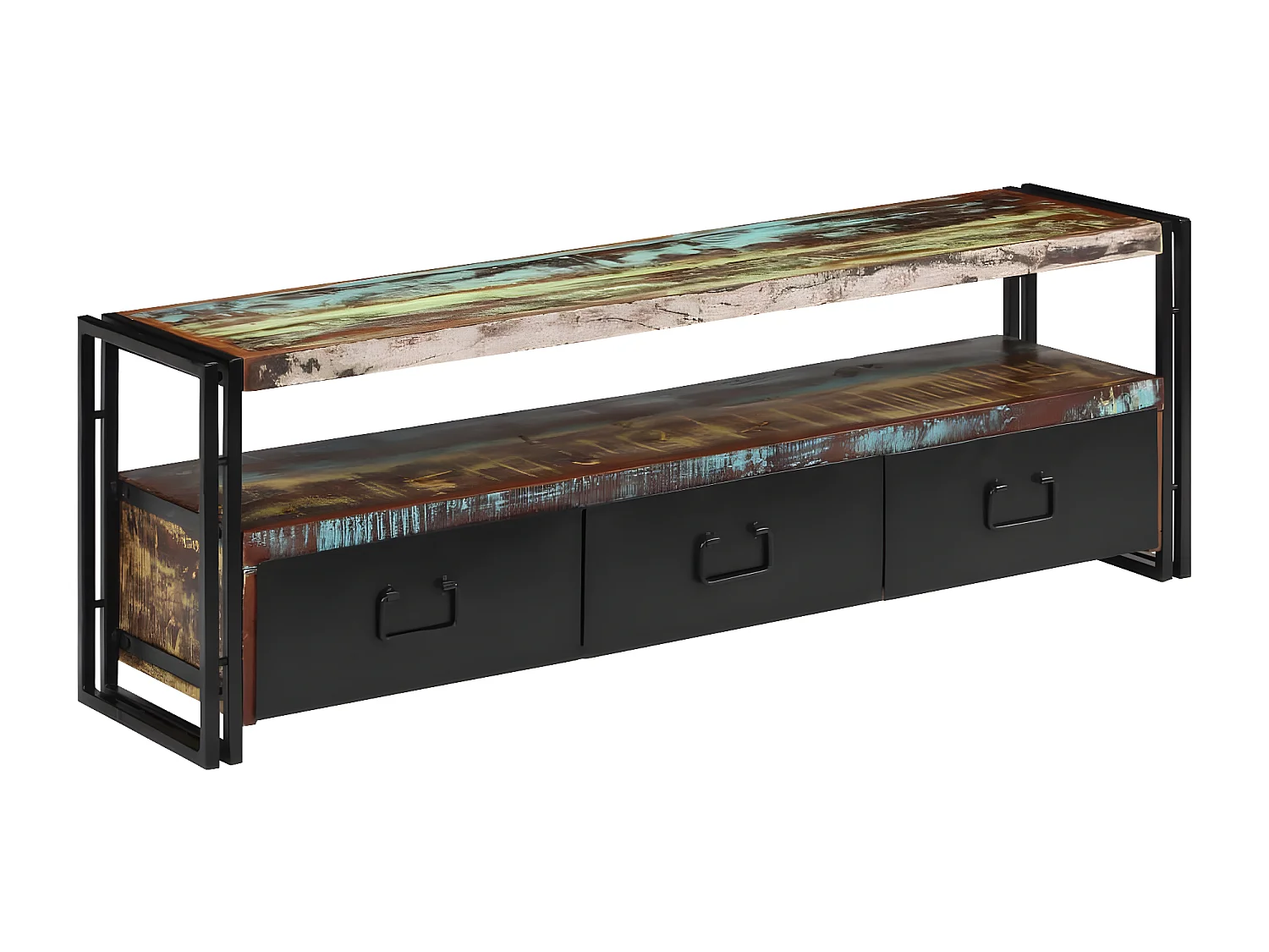 Móvel de TV em madeira recuperada maciça 120x30x40 cm PT588360