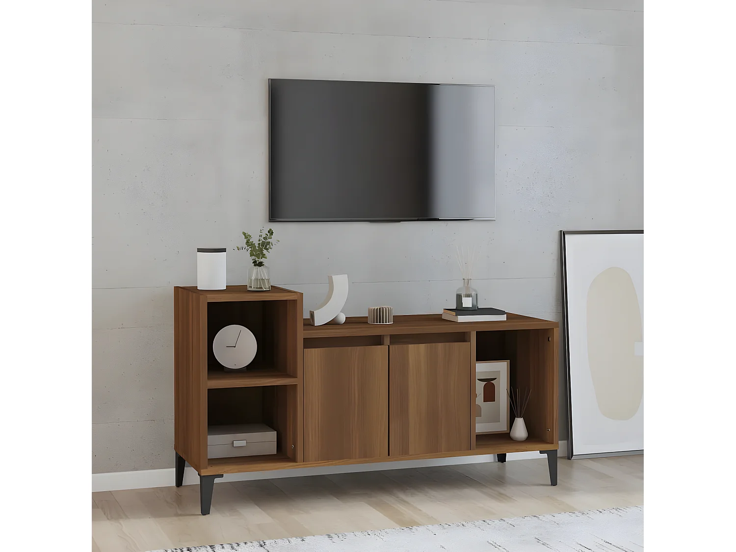 Meuble TV Chêne marron 100x35x55 cm Bois d'ingénierie BE24157