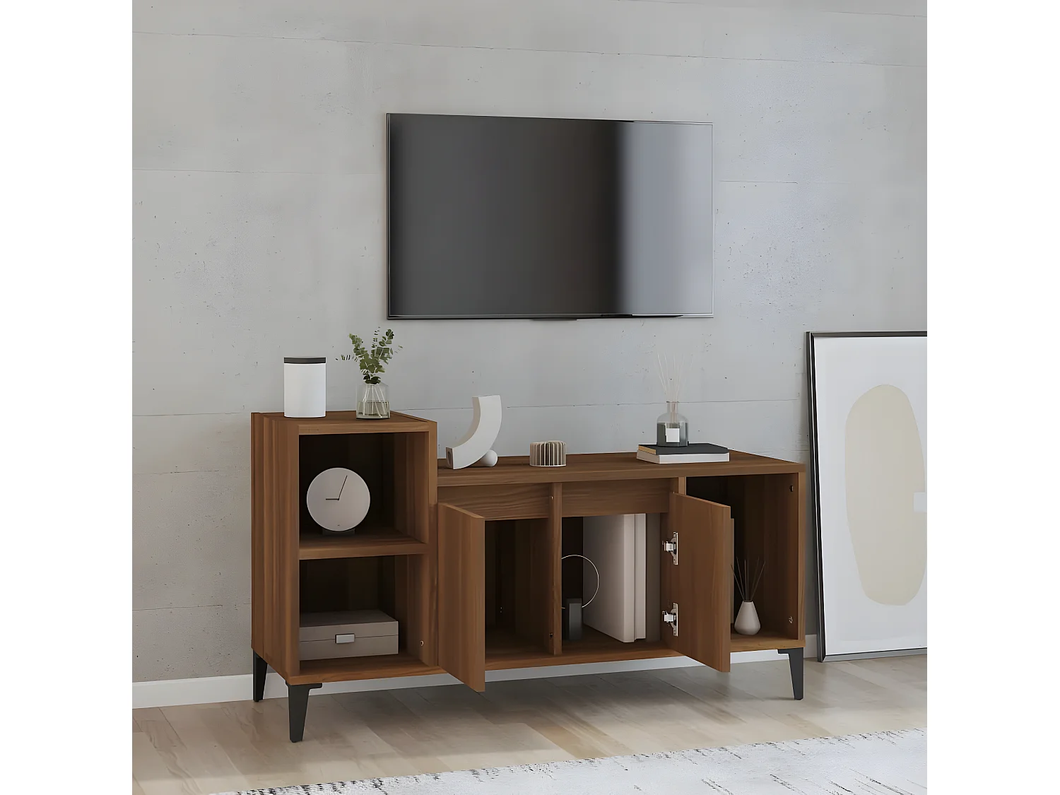 Meuble TV Chêne marron 100x35x55 cm Bois d'ingénierie BE24157