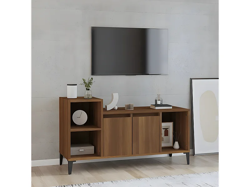 Meuble TV Chêne marron 100x35x55 cm Bois d'ingénierie BE24157