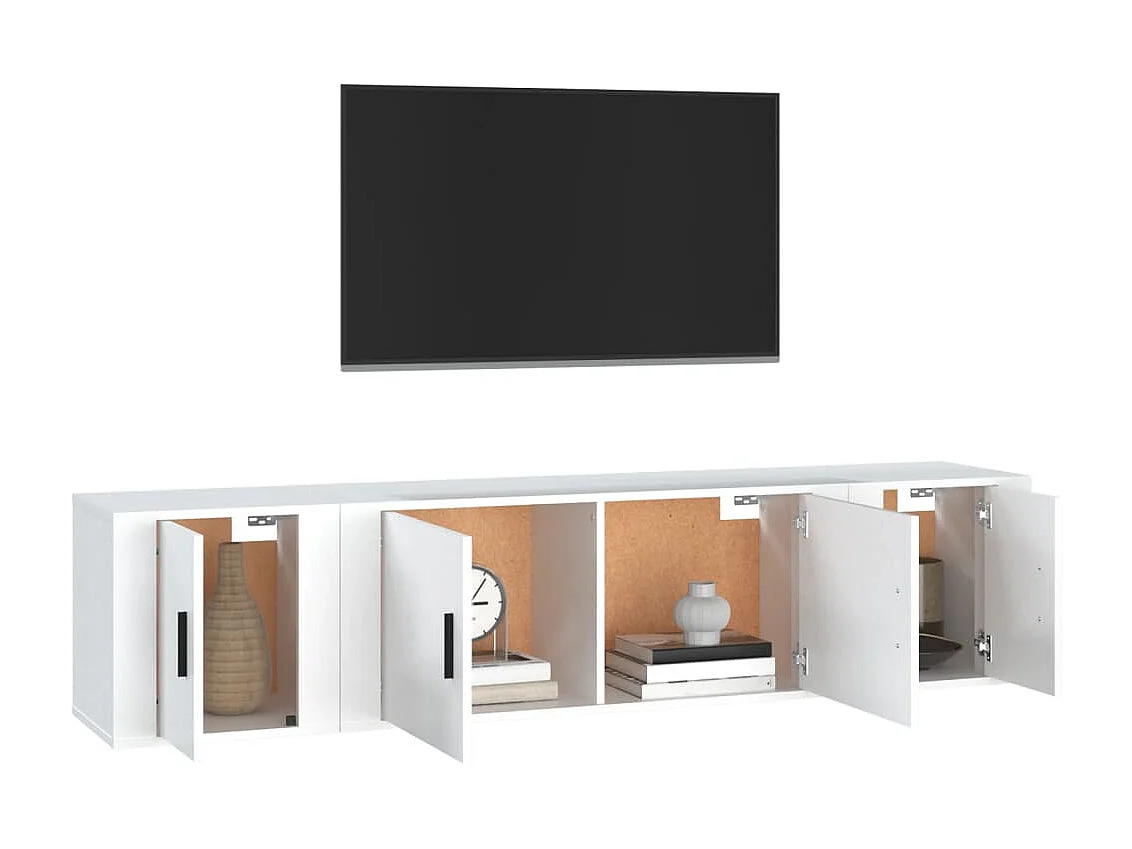 Meubles TV 3 pcs Blanc Bois d'ingénierie BE54282