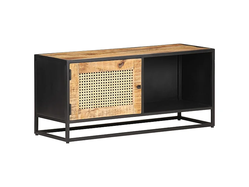 TV-Schrank,TV-Möbel 90x30x40 cm Raues Mangoholz und Wiener Geflecht -gkd569396