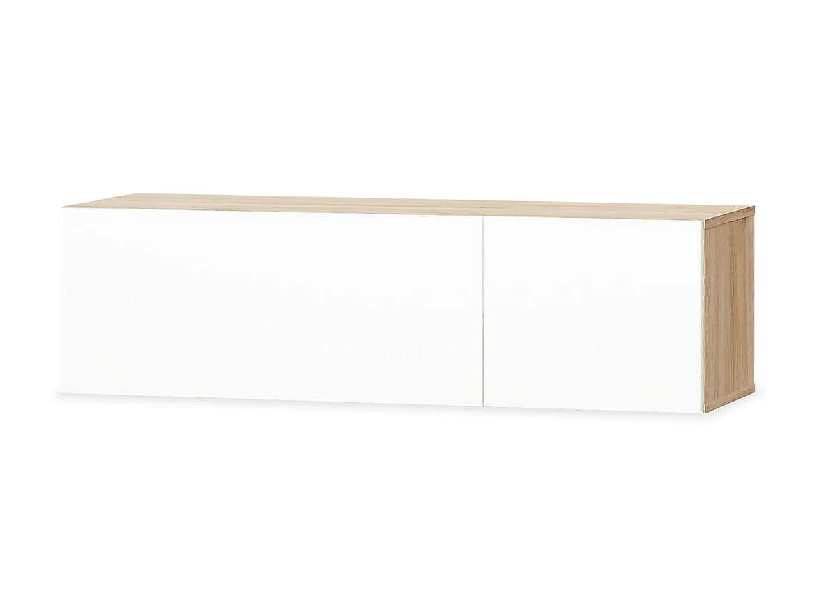 Mueble de TV 2 piezas madera ingeniería blanco brillo y roble ES32014